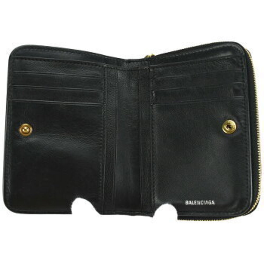 Balenciaga logo black both leather Bifold Wallet compact Cash - Picture 6 of 8
